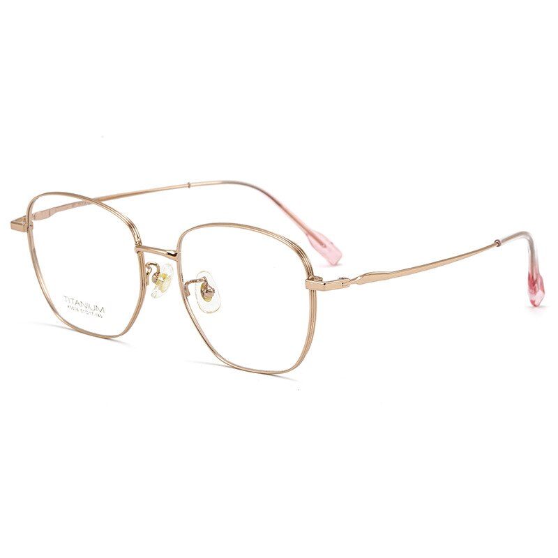 Yimaruili Unisex Full Rim Square Titanium Frame Eyeglasses 02K5016 Full Rim Yimaruili Eyeglasses Rose Gold