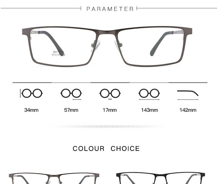 Hotochki Men's Full Rim Square Alloy Frame Eyeglasses 41002 Full Rim Hotochki