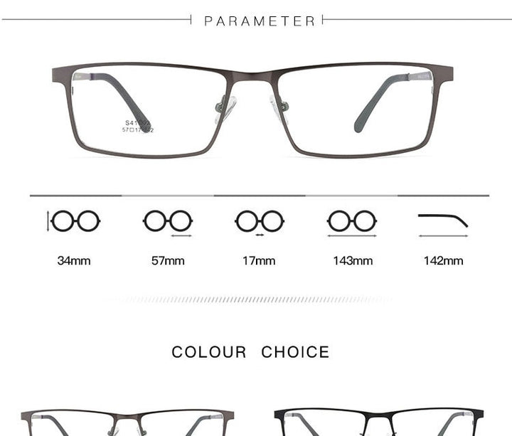 Hotochki Men's Full Rim Square Alloy Frame Eyeglasses 41002 Full Rim Hotochki