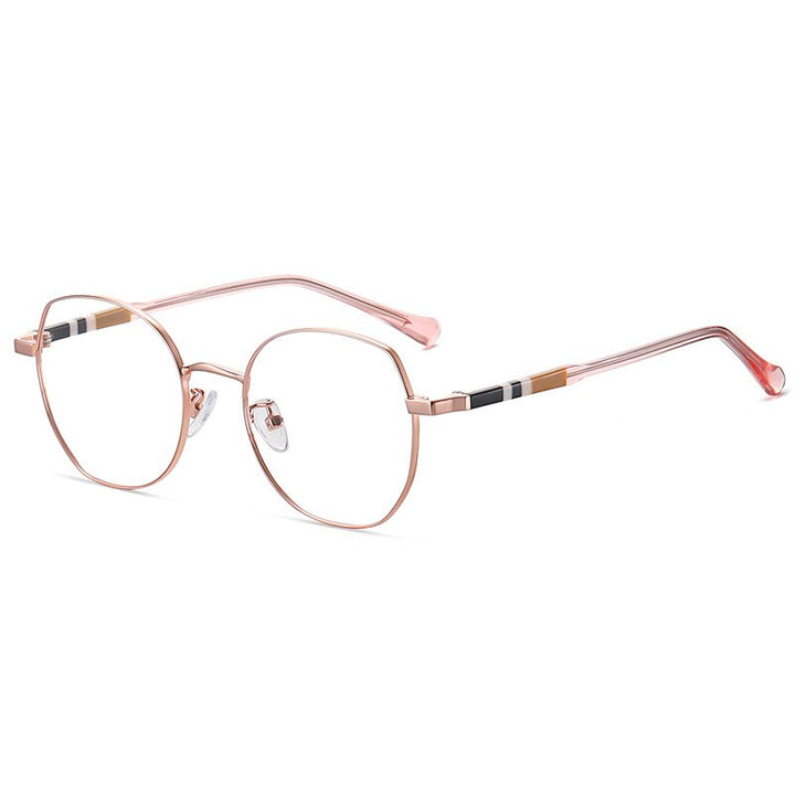 Hotony Unisex Full Rim Irregular Square Alloy Acetate Eyeglasses 1920 Full Rim Hotony ROSE GOLD