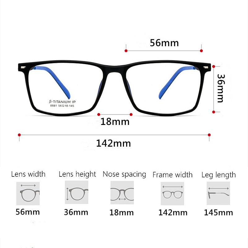 Yimaruili Men's Full Rim TR 90 Resin β Titanium Frame Eyeglasses 8881 Full Rim Yimaruili Eyeglasses