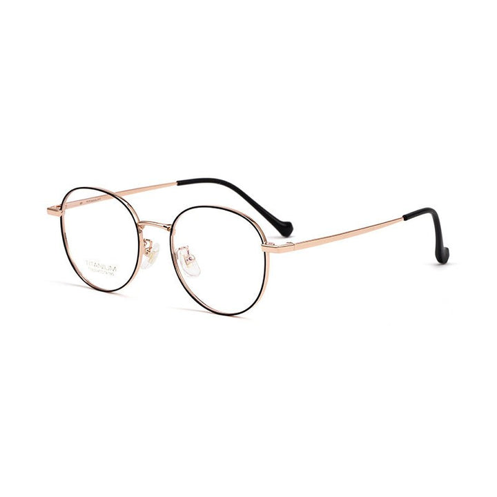 Hotochki Unisex Full Rim Polygon Beta Titanium Frame Eyeglasses 3933 Full Rim Hotochki BLACK ROSE GOLD