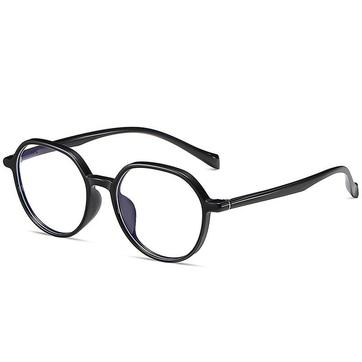 Hotony Unisex Full Rim Polygon Round Acetate Eyeglasses 2022 Full Rim Hotony Black