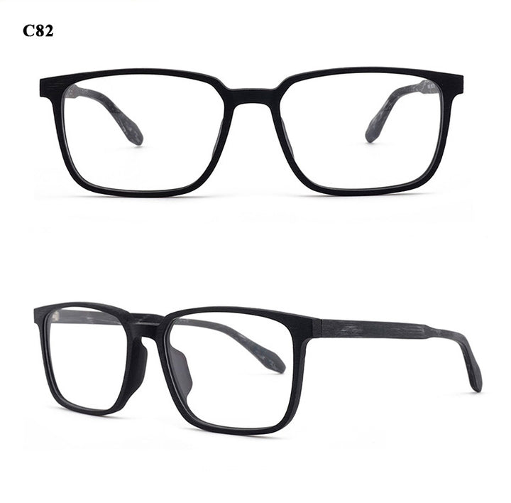 Hdcrafter Men's Full Rim Oversized Square Wood Frame Eyeglasses 1693 Full Rim Hdcrafter Eyeglasses