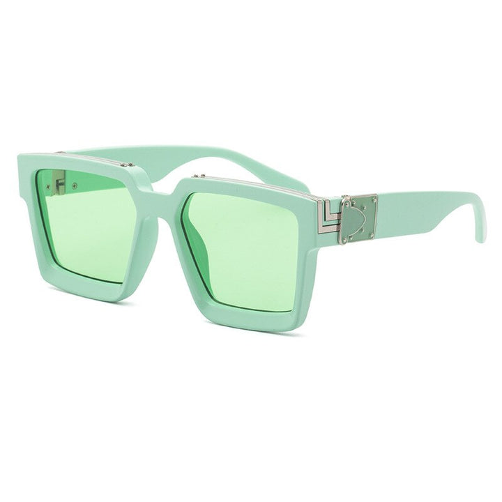 CCspace Unisex Full Rim Square Resin Frame Sunglasses 46167 Sunglasses CCspace Sunglasses D1Green LargeFrame
