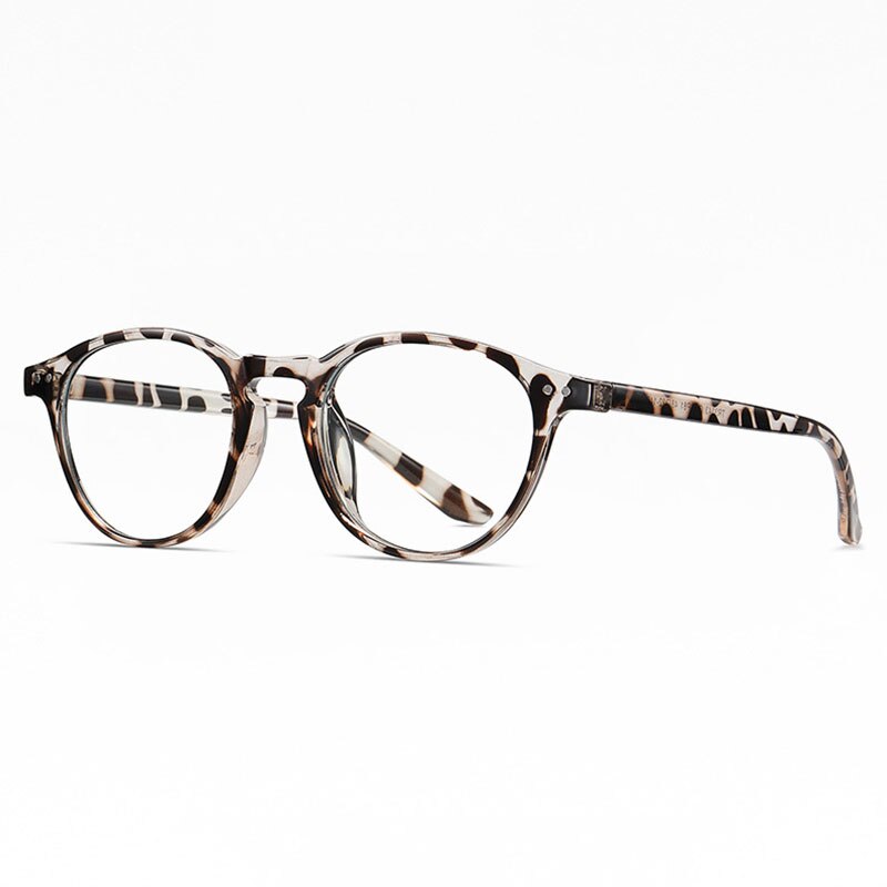Hotochki Unisex Full Rim Round TR-90 Resin Frame Eyeglasses 2318 Full Rim Hotochki White Leopard C58
