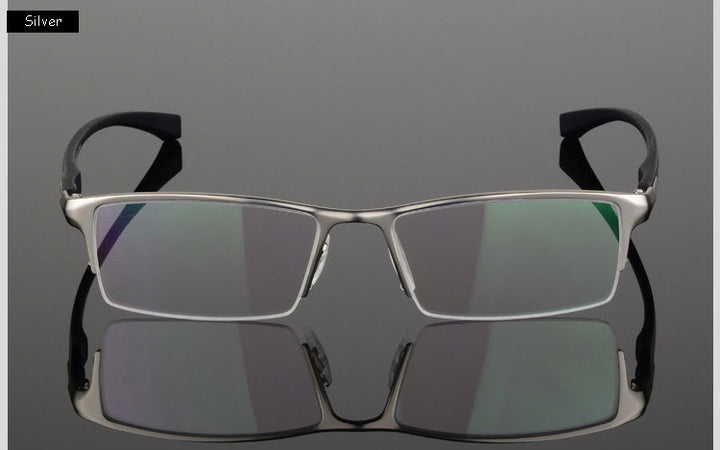 Hotochki Men's Semi Rim IP Electronic Plated Alloy Frame Eyeglasses 9065 Semi Rim Hotochki