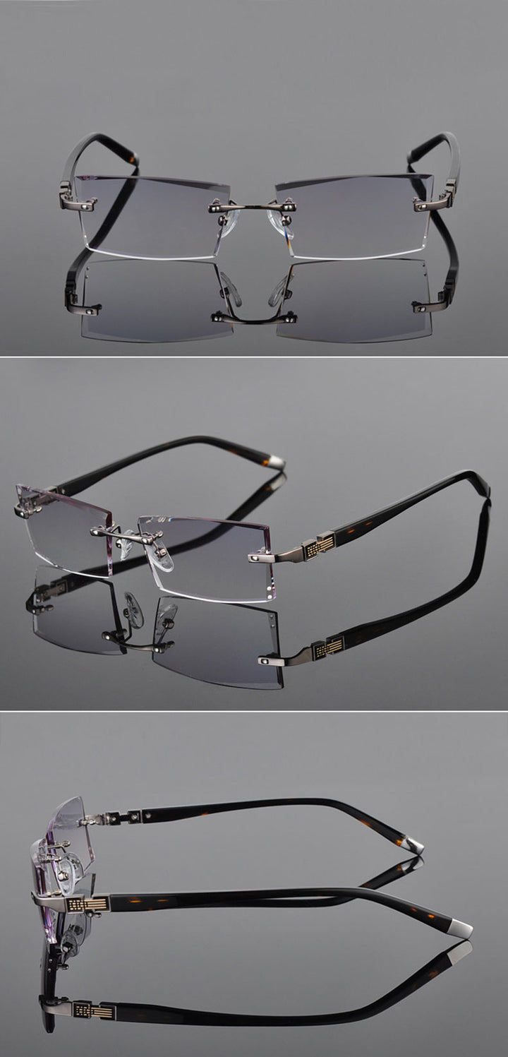 Reven Jate 58050 Alloy Rimless Diamond Cutting Man Glasses Frame Eyeglasses Men Eyewear Rimless Reven Jate