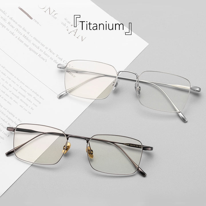 Yimaruili Men's Full Rim Titanium Alloy Frame Eyeglasses SC10T Full Rim Yimaruili Eyeglasses