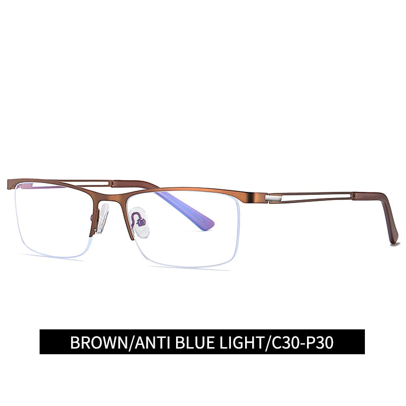 Reven Jate Men's Eyeglasses 5916 Half Rim Alloy Front Flexible Plastic Tr-90 Semi Rim Reven Jate brown
