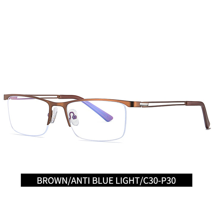 Reven Jate Men's Eyeglasses 5916 Half Rim Alloy Front Flexible Plastic Tr-90 Semi Rim Reven Jate brown