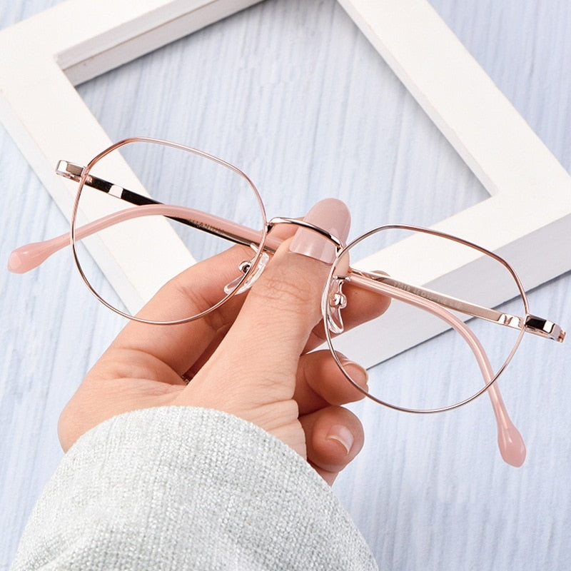 Yimaruili Unisex Full Rim Titanium Polygon Frame Eyeglasses T3519 Full Rim Yimaruili Eyeglasses Rose Gold