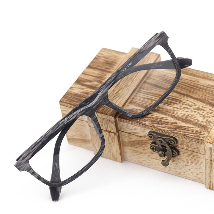 Hdcrafter Unisex Full Rim Oversized Square Wood Frame Eyeglasses 1691 Full Rim Hdcrafter Eyeglasses