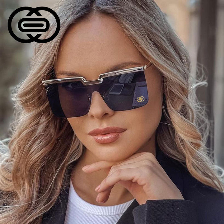 CCspace Women's Rimless Oversized Square One Lens Alloy Frame Sunglasses 51121 Sunglasses CCspace Sunglasses