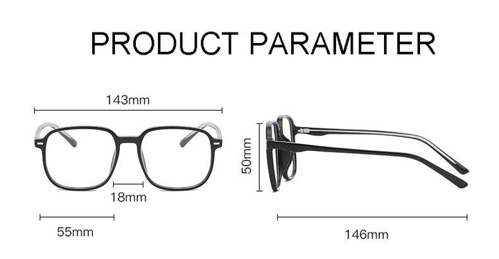 Handoer Unisex Full Rim Square Tr 90 Eyeglasses 8821 Full Rim Handoer