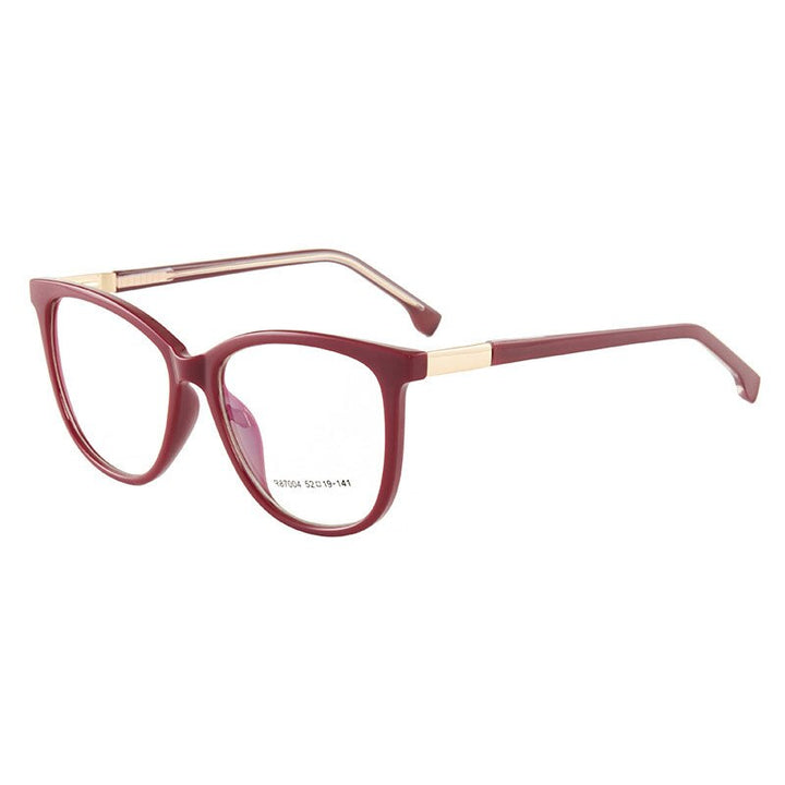 Hotony Woman's Full Rim Cat Eye TR 90 Resin Alloy Frame Eyeglasses 7004 Full Rim Hotony Red