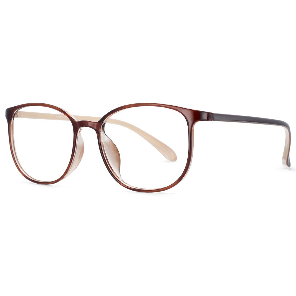 CCspace Unisex Full Rim Round Square Tr 90 Titanium Frame Eyeglasses 53870 Full Rim CCspace Tea rice