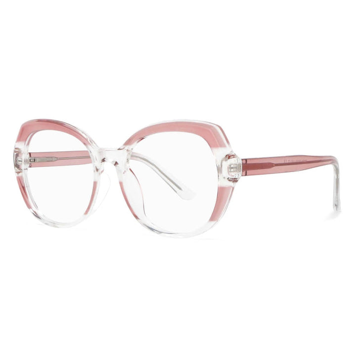 CCspace Women's Full Rim Round Tr 90 Titanium Frame Eyeglasses 53701 Full Rim CCspace Pink