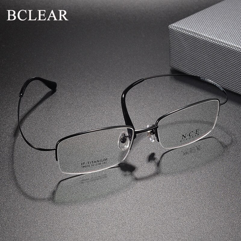 Men's Semi Rim Titanium Eyeglasses Sc18024 Semi Rim Bclear