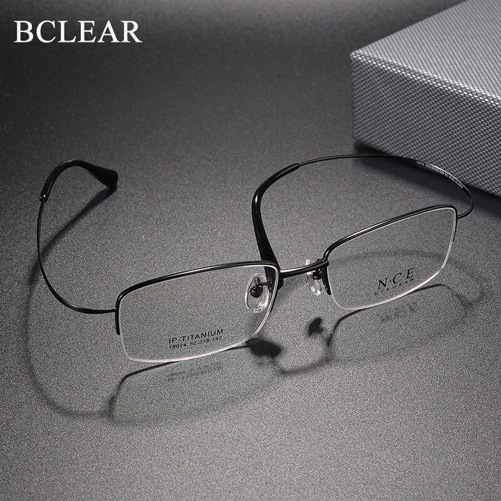 Men's Semi Rim Titanium Eyeglasses Sc18024 Semi Rim Bclear