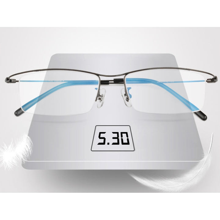 Reven Jate Men's Eyeglasses Browline Half Rim Titanium Ej1010 Spectacles Semi Rim Reven Jate
