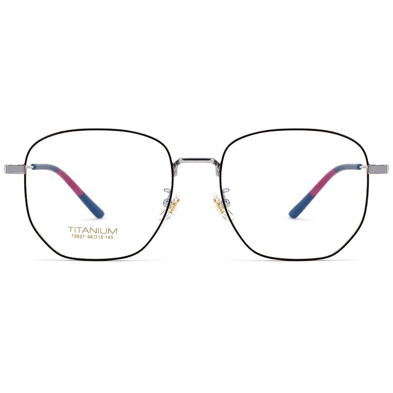 Yimaruili Unisex Full Rim Titanium Polygon Frame Eyeglasses T8821 Full Rim Yimaruili Eyeglasses
