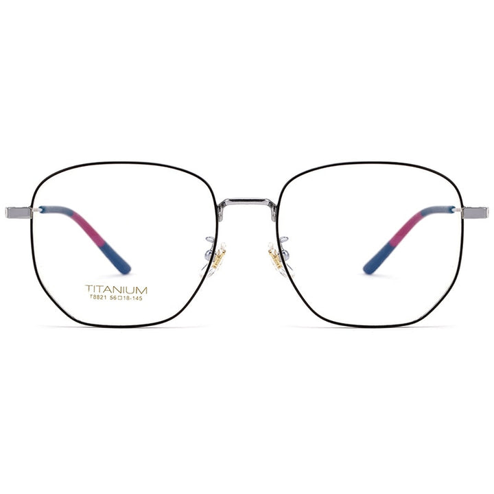 Yimaruili Unisex Full Rim Titanium Polygon Frame Eyeglasses T8821 Full Rim Yimaruili Eyeglasses