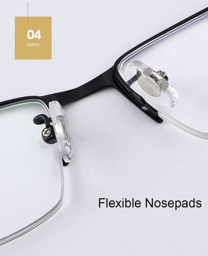 Hotochki Men's Semi Rim Rectangular Alloy Frame Eyeglasses 3095 Semi Rim Hotochki