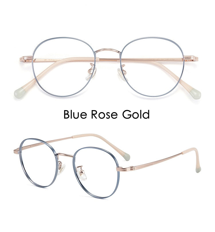 Yimaruili Unisex Full Rim Round Titanium Frame Eyeglasses T8805 Full Rim Yimaruili Eyeglasses