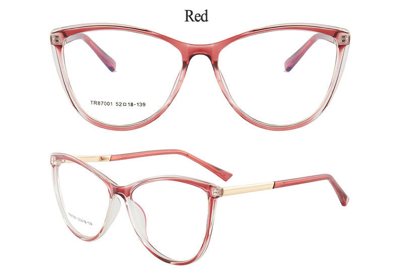 Hotony Woman's Full Rim Cat Eye TR 90 Resin Alloy Frame Eyeglasses 7001 Full Rim Hotony