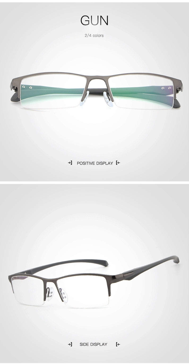 Hdcrafter Men's Semi Rim TR 90 Titanium Rectangle Frame Eyeglasses 9065 Semi Rim Hdcrafter Eyeglasses
