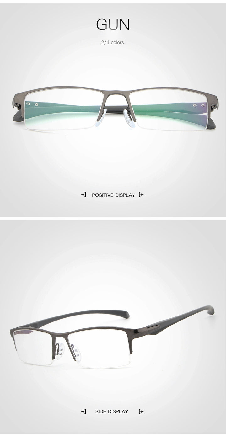 Hdcrafter Men's Semi Rim TR 90 Titanium Rectangle Frame Eyeglasses 9065 Semi Rim Hdcrafter Eyeglasses