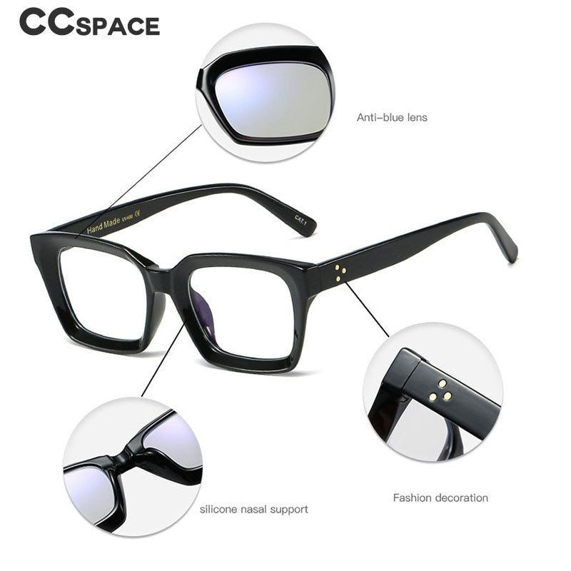 CCspace Unisex Full Rim Square Resin Rivet Frame Eyeglasses 45440 Full Rim CCspace