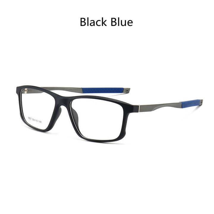 KatKani Men's Full Rim TR90 Aluminum Magnesium Square Frame Sports Eyeglasses 5827 Sport Eyewear KatKani Eyeglasses Black Blue  