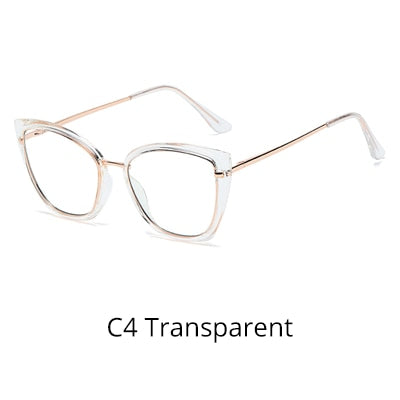 Ralferty Women's Eyeglasses Cat Eye TR90 Anti Blue Light D605 Full Rim Ralferty C4 Transparent