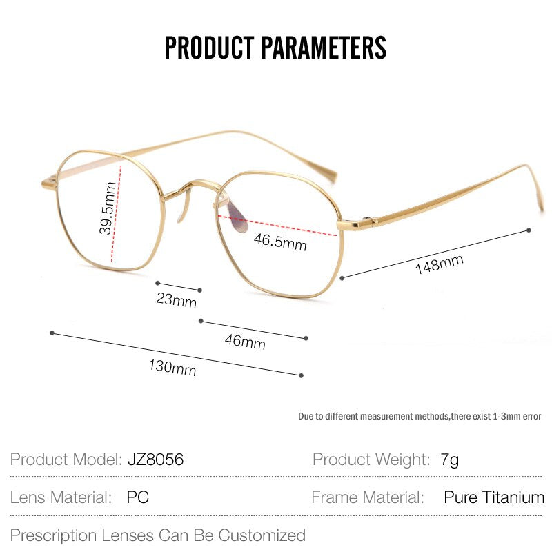 Muzz Unisex Full Rim Polygonal Square Titanium Frame Eyeglasses 8056 Full Rim Muzz