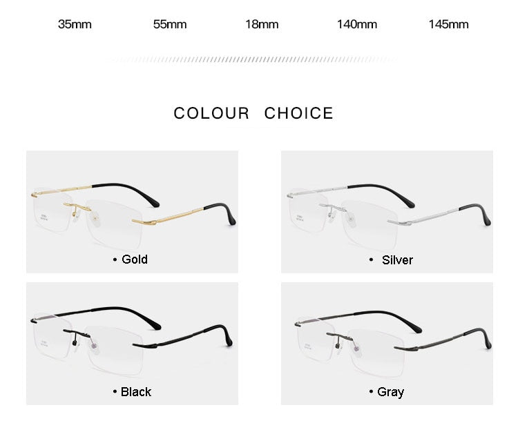 Hotochki Men's Rimless Alloy Screwless Frame Eyeglasses 7053 Rimless Hotochki