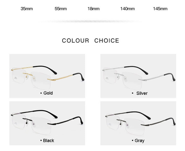Hotochki Men's Rimless Alloy Screwless Frame Eyeglasses 7053 Rimless Hotochki