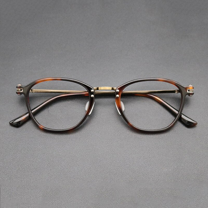 Gatenac Unisex Full Rim Square Titanium Acetate Frame Eyeglasses Gxyj697 Full Rim Gatenac Tortoise