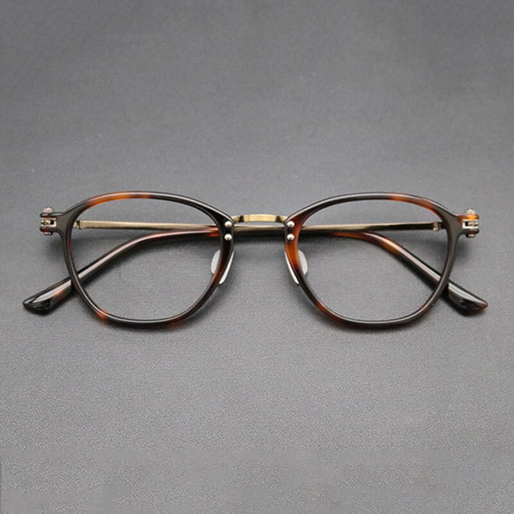 Gatenac Unisex Full Rim Square Titanium Acetate Frame Eyeglasses Gxyj697 Full Rim Gatenac Tortoise