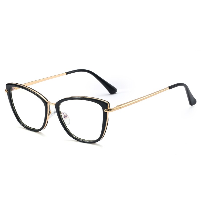 CCSpace Unisex Full Rim Cat Eye Tr 90 Titanium Frame Eyeglasses 48321 Full Rim CCspace 48321C1Black