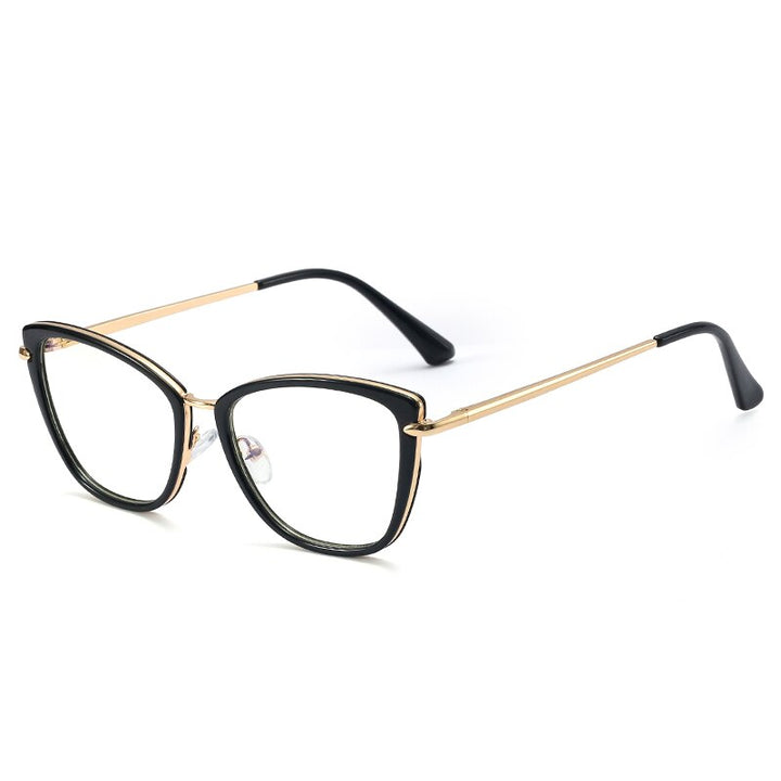 CCSpace Unisex Full Rim Cat Eye Tr 90 Titanium Frame Eyeglasses 48321 Full Rim CCspace 48321C1Black