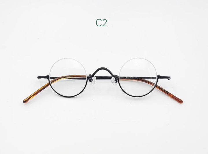 Yujo Unisex Semi Rim Round Stainless Steel Eyeglasses Customized Lens Options 35mm Semi Rim Yujo C2 China