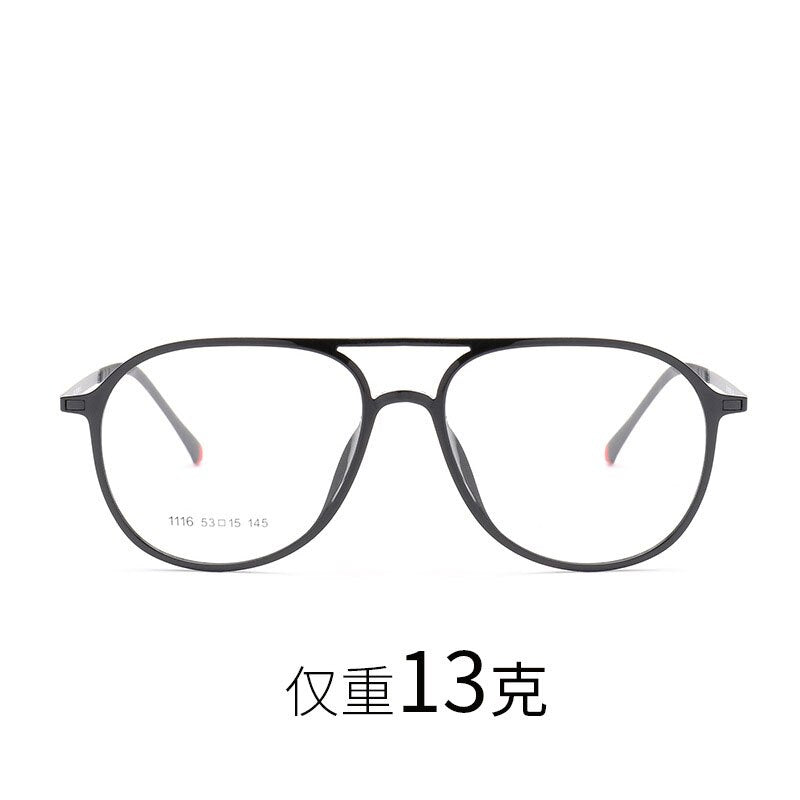 Unisex Double Bridge Acetate Steel Round Full Rim Eyeglasses 1116 Full Rim Bclear