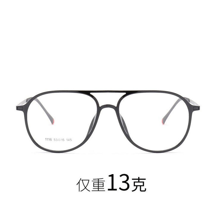 Unisex Double Bridge Acetate Steel Round Full Rim Eyeglasses 1116 Full Rim Bclear