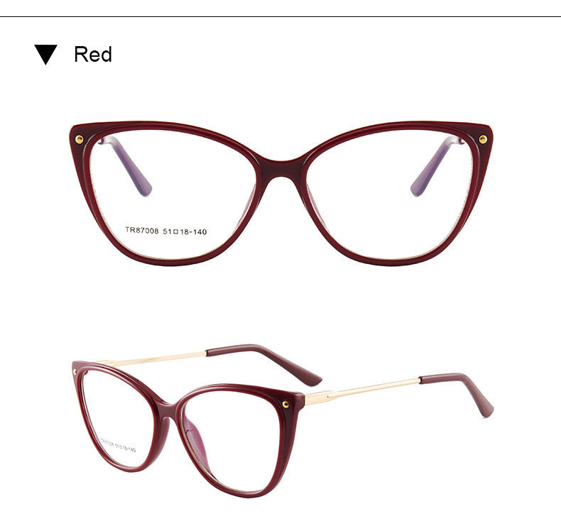 Hotony Woman's Full Rim Cat Eye TR 90 Resin Alloy Frame Eyeglasses 7008 Full Rim Hotony