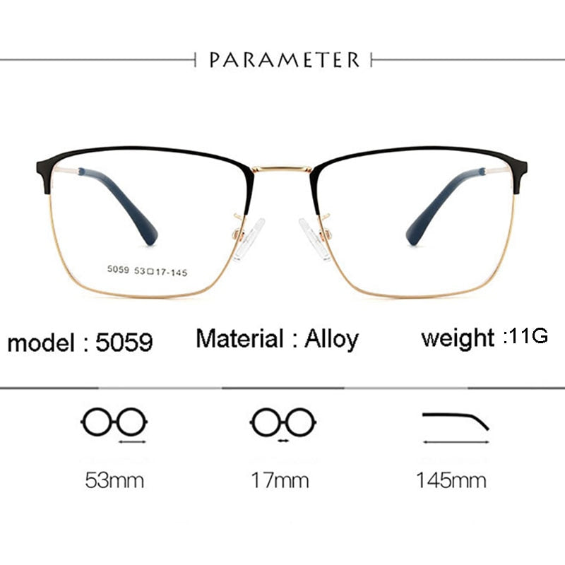 Hotochki Men's Full Rim Square Horned Acetate Alloy Eyeglasses 5059 Full Rim Hotochki
