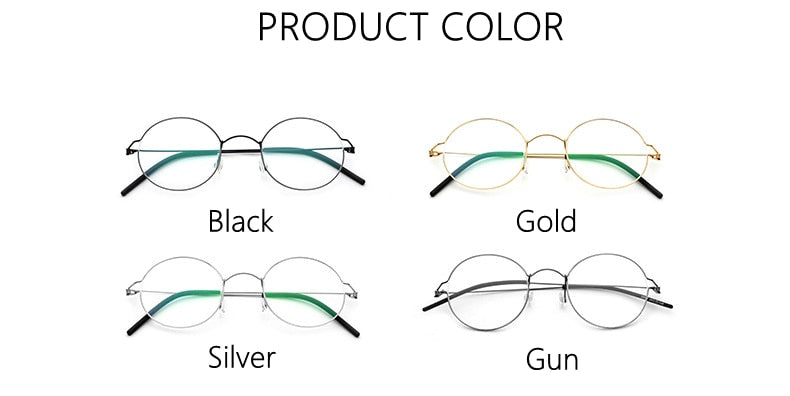 Yimaruili Unisex Full Rim Screwless Titanium Alloy Round Frame Eyeglasses 28607 Full Rim Yimaruili Eyeglasses
