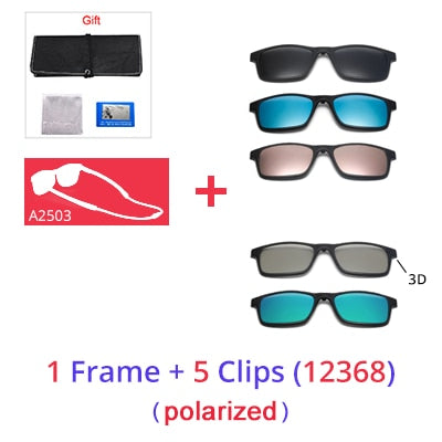 Ralferty Women's Full Rim Square Acetate Reading Glasses Clip On Sunglasses A2503 Reading Glasses Ralferty 1 Frame5 Clips 12368 Anti blue 0 Degree