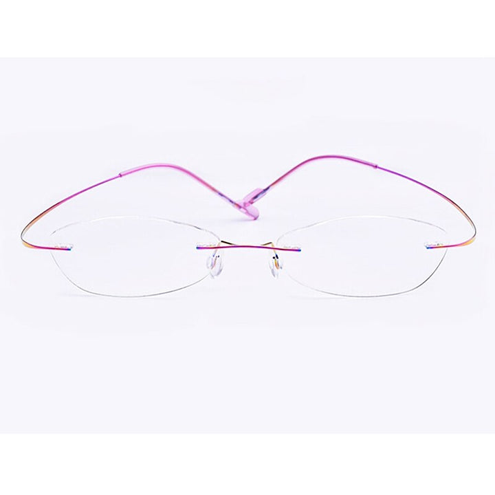 Yimaruili Unisex Rimless TR 90 Resin β Titanium Frame Eyeglasses Rimless Yimaruili Eyeglasses Pink